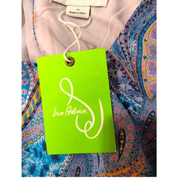 NEW SAM EDELMAN Boho Ruffle Midi Dress 10 Frilly Coquette Event Purple Pink Blue - Picture 4 of 10